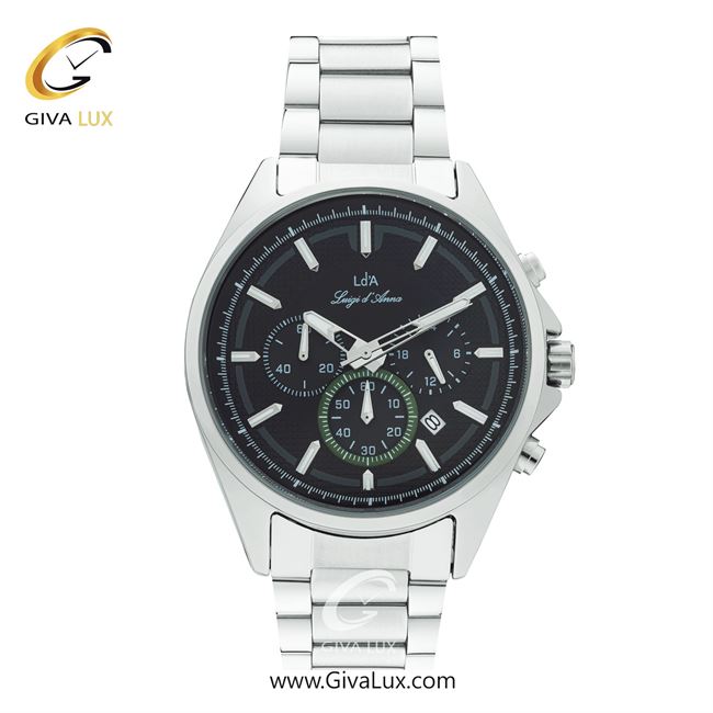 ساعت مچی اورجینال مردانه LdA سه موتوره کرنوگراف نقره ای | نقره ای| مشکی| کد رفرنس 2495